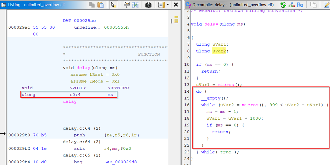 picture showing the delay function being executed