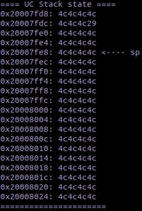 screenshot of stack state