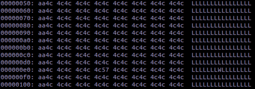 output of replayed input file showing correct patching